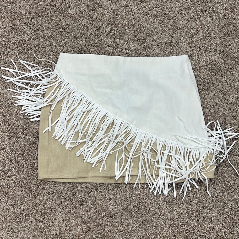 White fringe skirt size medium